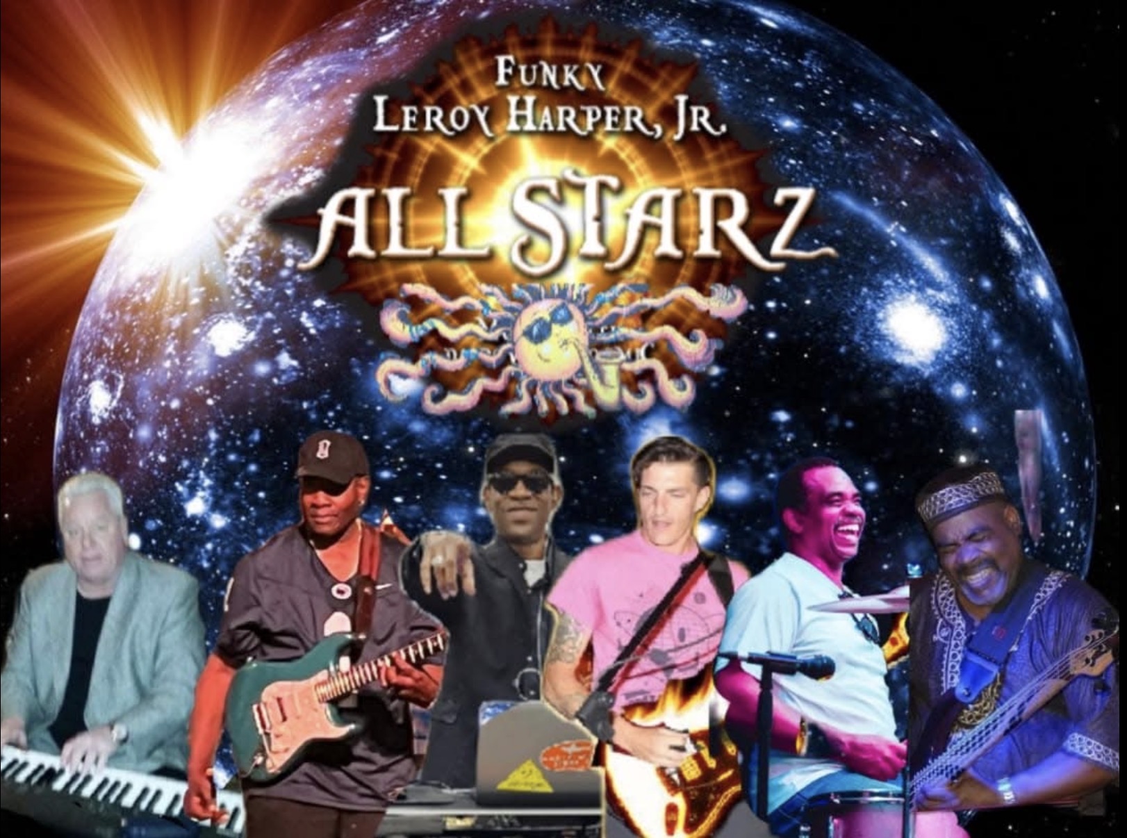 Funky Leroy Harper and The Allstars — funk, R&B, and soul band performing live — performing at Hot Summer Nights free concerts Myrtle Beach